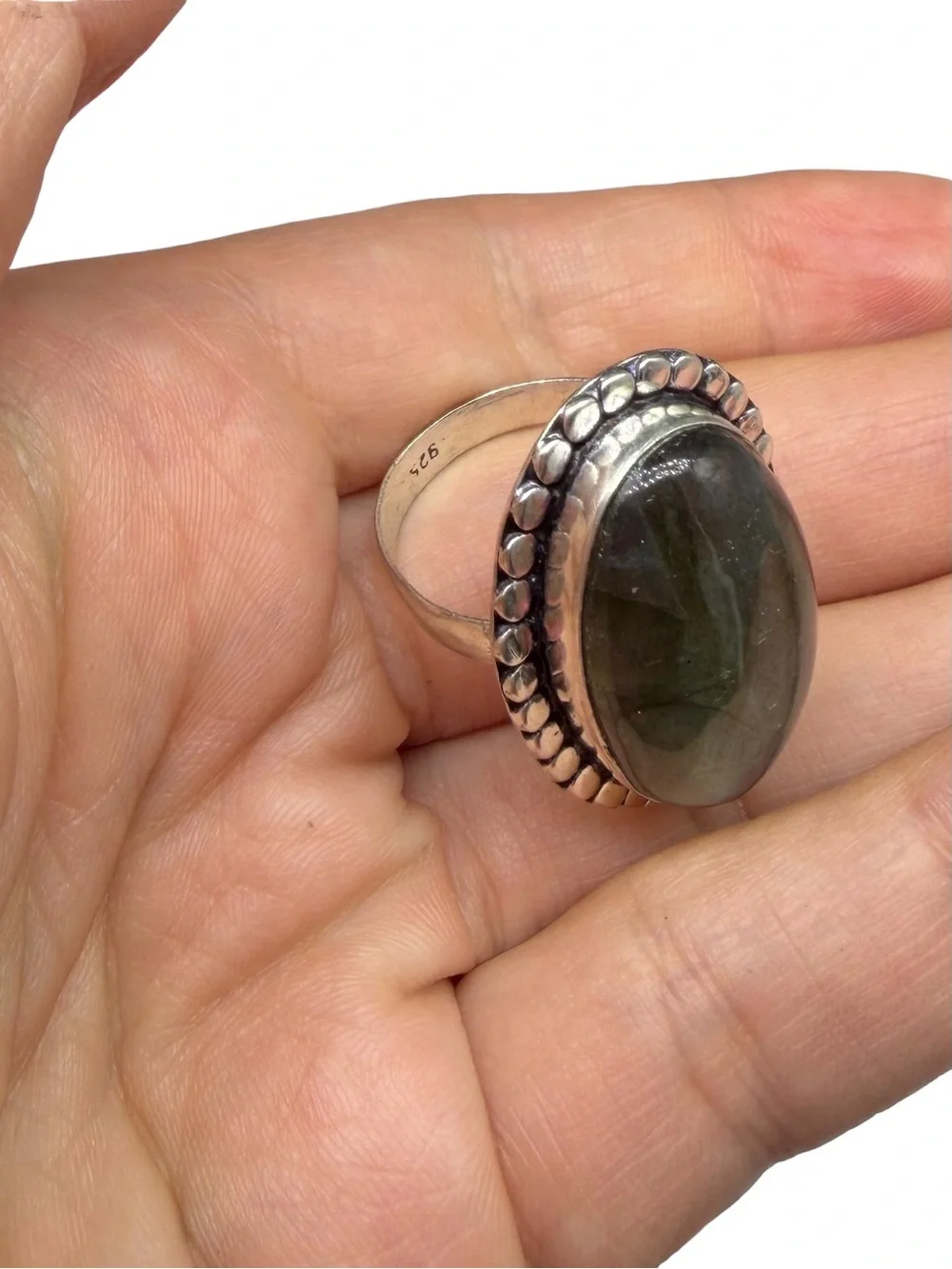 Labradorite Ring Size 10 925 Sterling Silver Overlay